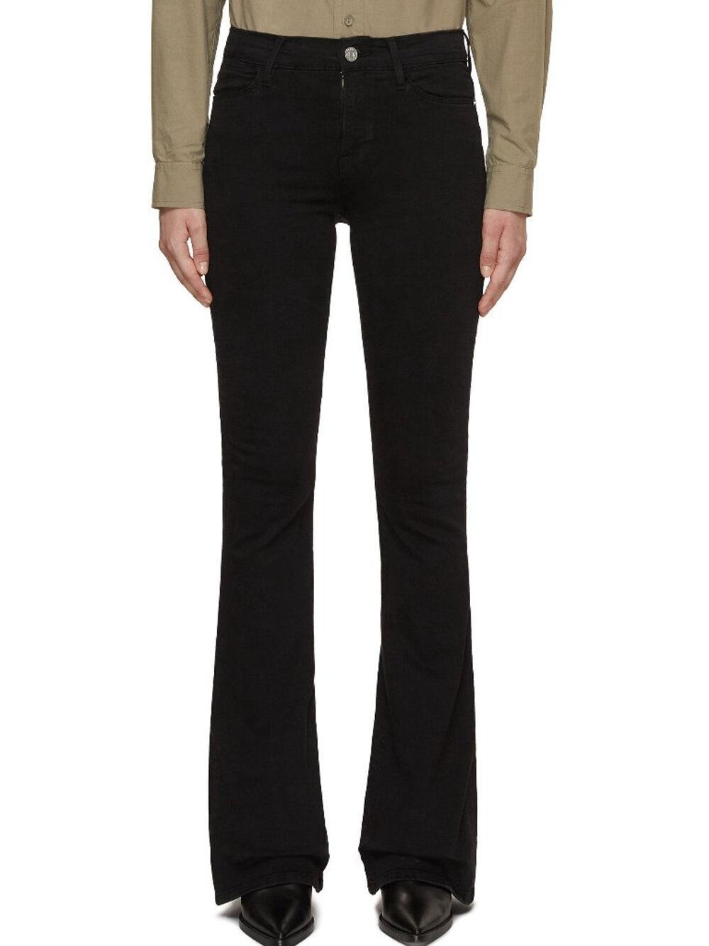 FRAME Le High Flare Maverick Jeans Size 27 Faded Black